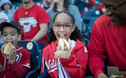 Family eating at Washington Nationals game - Where to eat and drink at Nationals Park